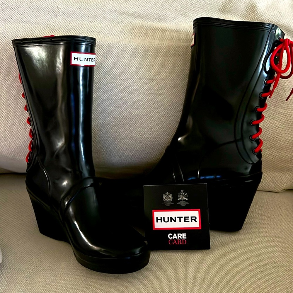 Hunter Verbier Wedge Rain Lace up Rain Boots